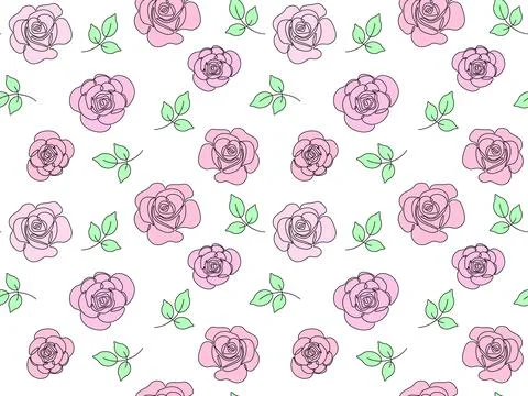 Seamless pattern of pink roses Stock Illustration
