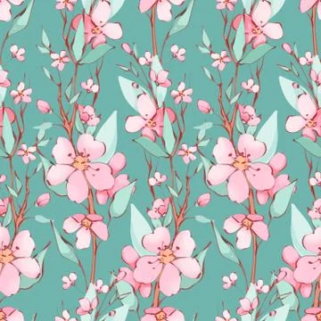 Seamless pattern of pink sakura blossom Stock-Illustration