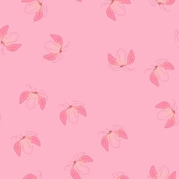 Seamless pattern pink sakura cherry blossom cartoon vector Stock Illustration