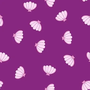 Seamless pattern Pink scallop shell icon depicting marine life Illustrazione stock