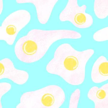 Seamless pattern with pink scrambled eggs from sparkles on a blue background Stock Illustration