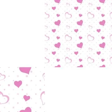 Seamless pattern with pink silhouettes of heart for holidays and packaging. Stock Photos