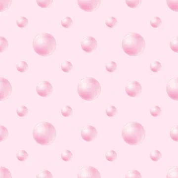 Seamless pattern with pink soap bubbles or pearls Stock Illustration
