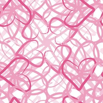 Seamless pattern - pink spider web of hearts, Illustrazione stock