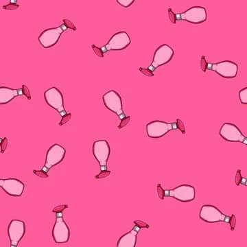Seamless pattern Pink spray bottle containing liquid cleaning product Stock Illustration