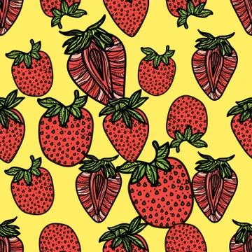 Seamless pattern with pink strawberries. Stock Illustration