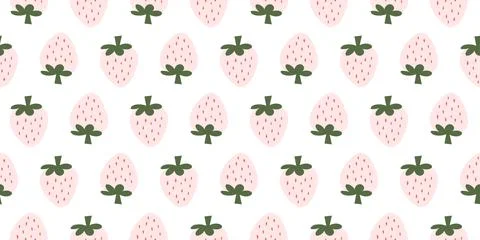 Seamless Pattern with Pink Strawberries on White Background Stock Illustration