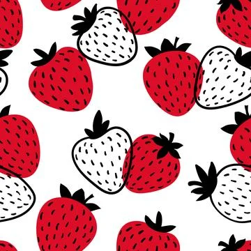 Seamless pattern with pink strawberry berry. Stock Illustration