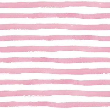 Seamless pattern with pink stripes on white background. Watercolor illustration Illustrazione stock