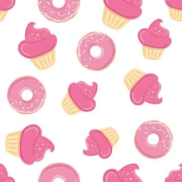 Seamless pattern with pink sweets Stock Illustration