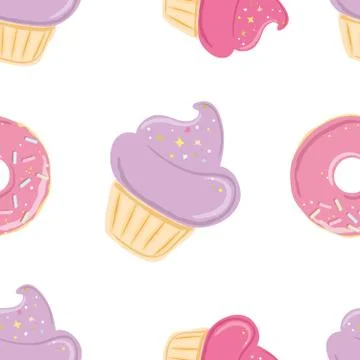 Seamless pattern with pink sweets Stock Illustration
