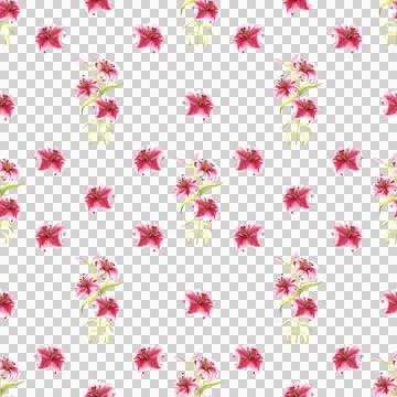 Seamless pattern of pink tiger lily flowers, hand drawn watercolor illustration Stock Illustration
