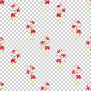 Seamless pattern of pink tiger lily flowers, hand drawn watercolor illustration Stock Illustration