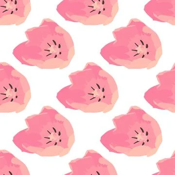 Seamless pattern of pink tulip buds. Vector. Stock Illustration