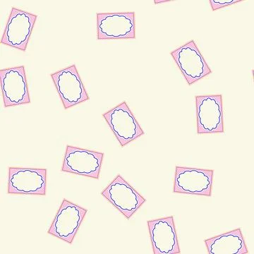 Seamless pattern Pink wedding invitation card design with scalloped frame Stock Illustration