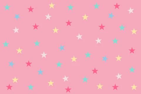 Seamless pattern pink yellow and green star pastel color on pink background f Stock Illustration