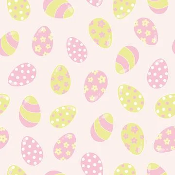 Seamless pattern with pink yellow easter eggs Stock Illustration