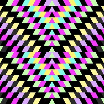 Seamless pattern pink yellow green black blue. Patchwork mosaic oriental geom Stock Illustration
