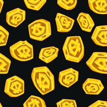 Seamless pattern with pirate coin or black mark. Pirate treasure Stock Illustration