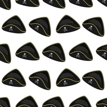 Seamless pattern with pirate hat in isometric style. Image for wrapping paper Illustrazione stock