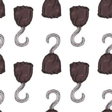 Seamless pattern with pirate hook on white background Stock Illustration