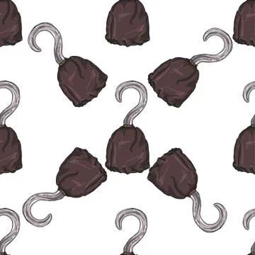 Seamless pattern with pirate hook on white background Illustrazione stock