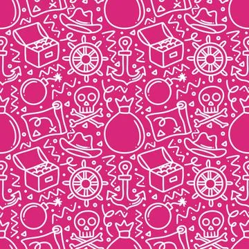 Seamless pattern pirates element doodles Stock Illustration