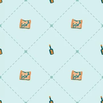 Seamless pattern on a pirate's theme. Vector illustration. Secret message in  Stock Illustration