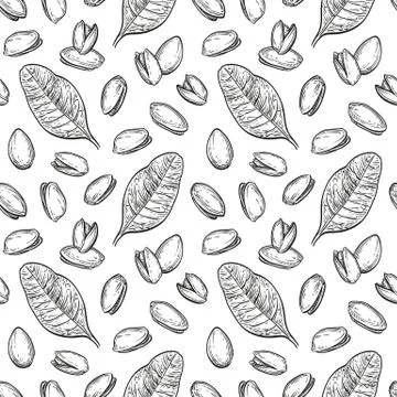 Seamless pattern with pistachio nuts Stock Illustration