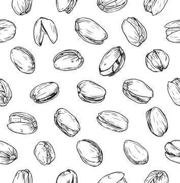 Seamless pattern with pistachio nuts. Stock Illustration