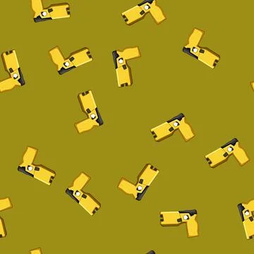 Seamless pattern pistol taser gun cartoon vector Stock Illustration