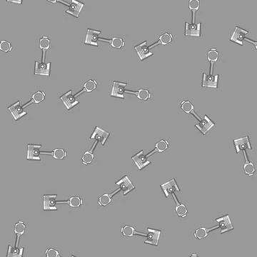 Seamless pattern Piston with connecting rod for engine mechanism Stock Illustration