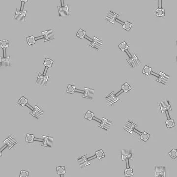 Seamless pattern Piston connecting rod engine component mechanism part Stock Illustration