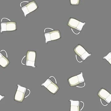 Seamless pattern pitcher milk jug cartoon vector Stock Illustration