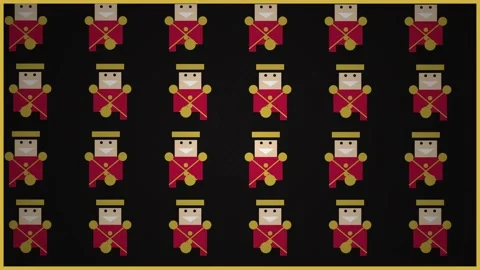 Seamless Pattern: Pixel Art Toy Soldier Figures on Dark Background Stock Footage 346659642
