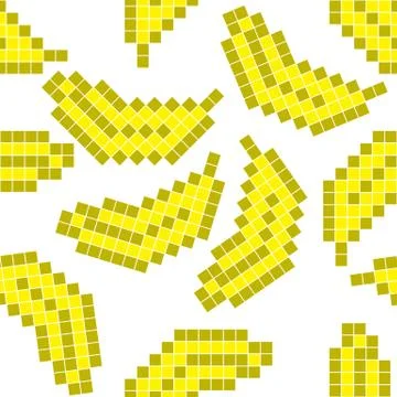 Seamless pattern with pixel banana Stock Illustration