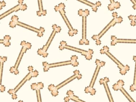 Seamless pattern of pixel bones. Halloween pattern of 8-bit skeleton bones .. Stock Illustration