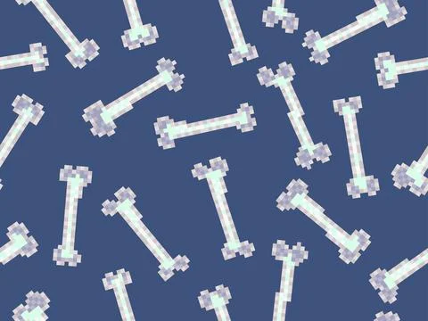 Seamless pattern of pixel bones. Halloween pattern of 8-bit skeleton bones .. Illustrazione stock