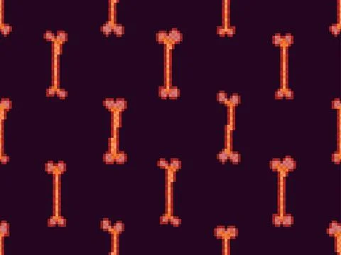 Seamless pattern of pixel bones. Halloween pattern of 8-bit skeleton bones .. Illustrazione stock