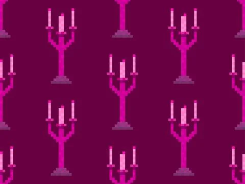 Seamless pattern of pixel candlesticks. Candlestick with candles in 8-bit s.. Illustrazione stock