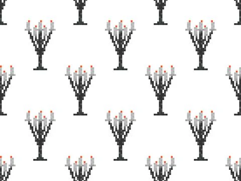 Seamless pattern of pixel candlesticks. Candlestick with candles in 8-bit s.. Illustrazione stock