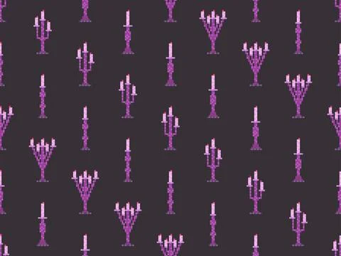Seamless pattern of pixel candlesticks. Candlestick with candles in 8-bit s.. Stock-Illustration