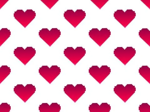 Seamless pattern with pixel hearts and gradient colors. Happy Valentine's D.. Stockillustratie