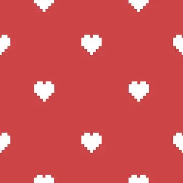 Seamless pattern with pixel style hearts. Illustrazione stock