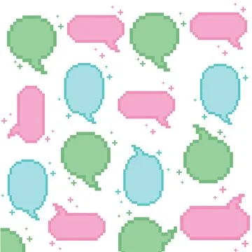 Seamless pattern with pixelated comic speech bubble chats Vector Illustrazione stock