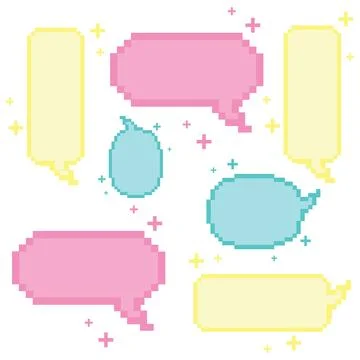 Seamless pattern with pixelated comic speech bubble chats Vector Illustrazione stock
