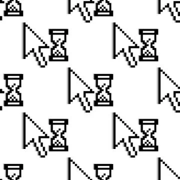 Seamless pattern of pixelated graphics cursor Stock Illustration