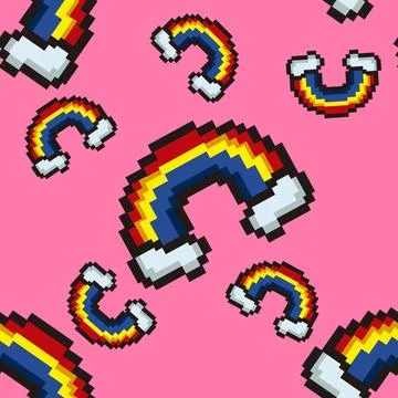 Seamless pattern pixelated rainbow Stock Illustration