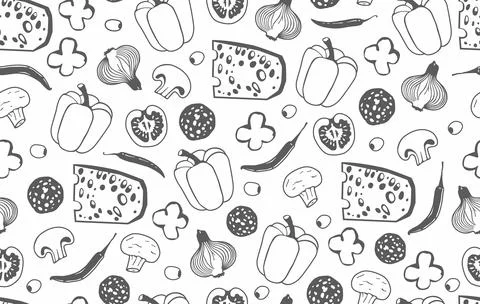 Seamless pattern of pizza Stock Illustration