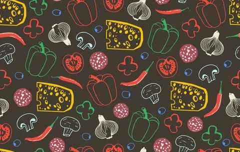Seamless pattern of pizza Stock Illustration